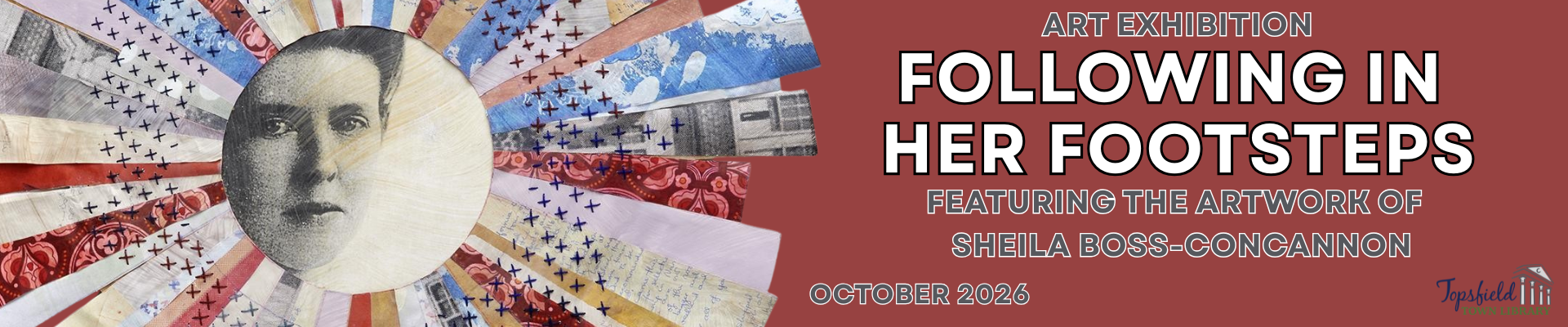 Art exhibition banner featuring Sheila Boss-Concannon's artwork, October 2026